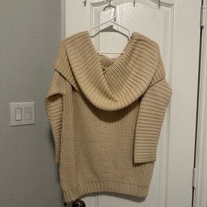 Amazon Beige Off-the-Shoulder Sweater